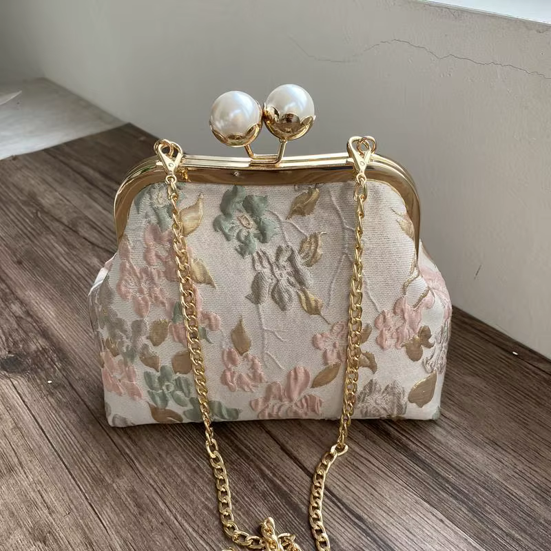 Sac à fleurs creux classique pour femmes, sacs de mariage roses, sacs JOLock à pompon à franges, sac
