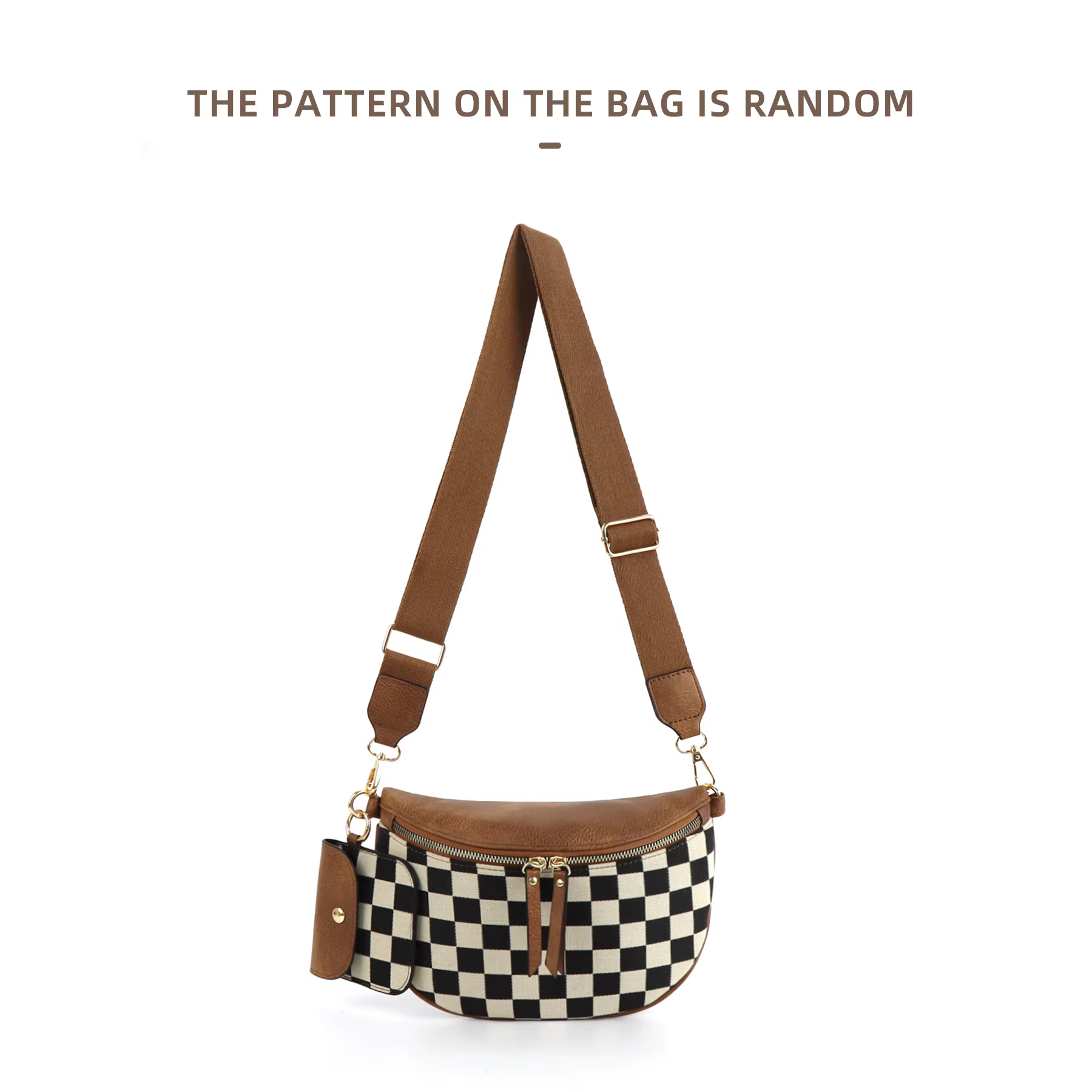 Sac de poitrine classique à carreaux pour femme 2026 avec poche pour écouteurs, sac banane polyvalen