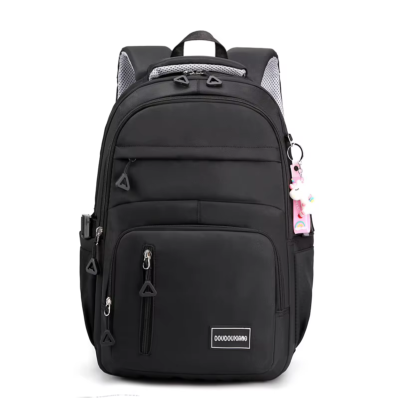 Sac à Dos d'École en Nylon avec Pendentif pour Fille, Cartable de Voyage, Multi-Poches, Imperméable,