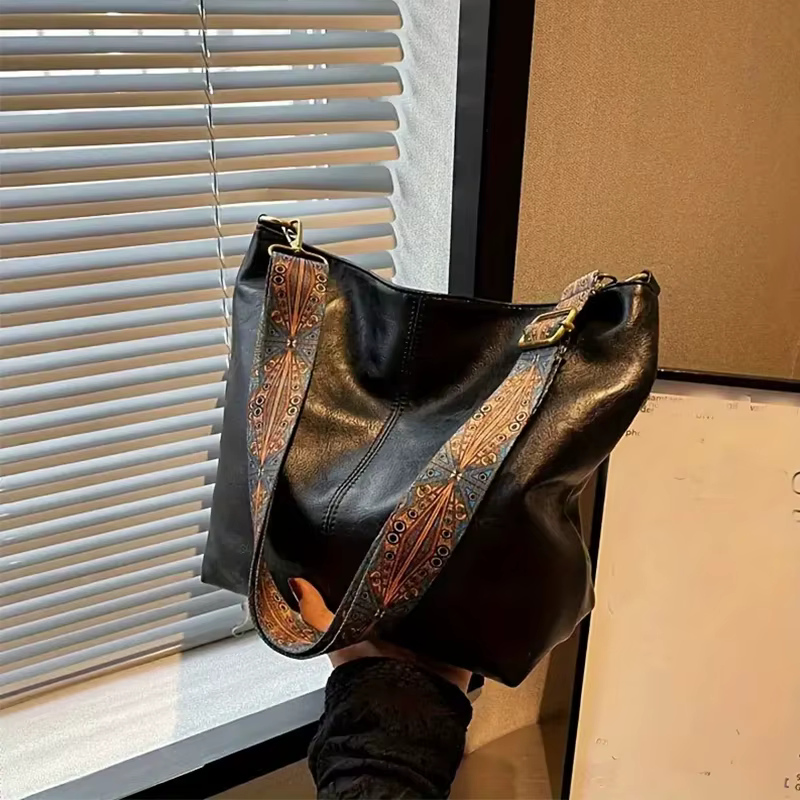 Sac fourre-tout de couleur unie à la mode pour femmes, sac à bandoulière polyvalent décontracté à fe