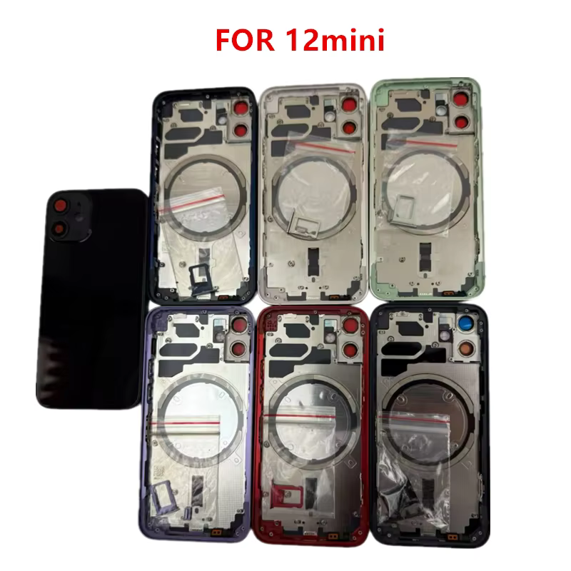 Coque arrière de batterie en verre avec cadre intermédiaire pour 12 Mini. Tiroir SIM, Pièces de clav