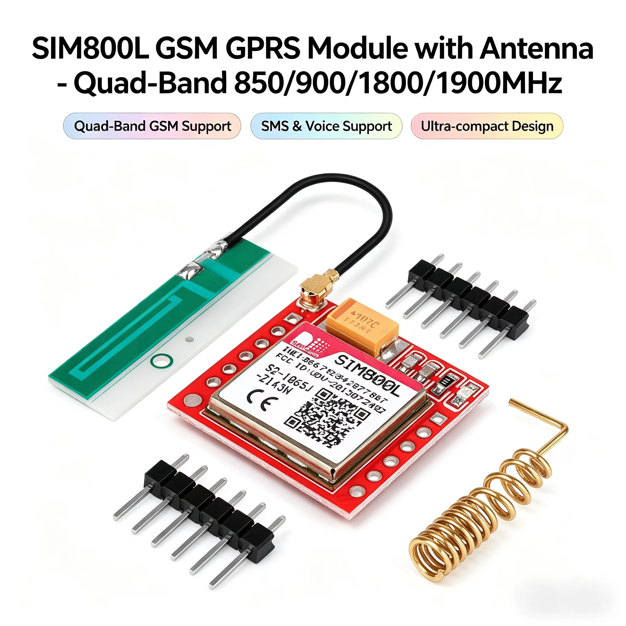 Mini module SIM800L GPRS GSM, carte Micro SIM, carte mère, quadri-bande, port série TTL pour Arduino