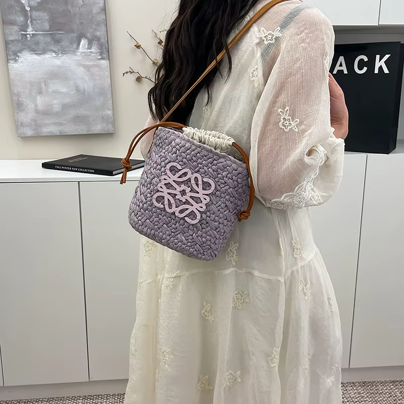 Nouveau Sac Fourre-tout en Rotin Style Français 2026, Sac à Bandoulière de Plage Tressé à la Main, S