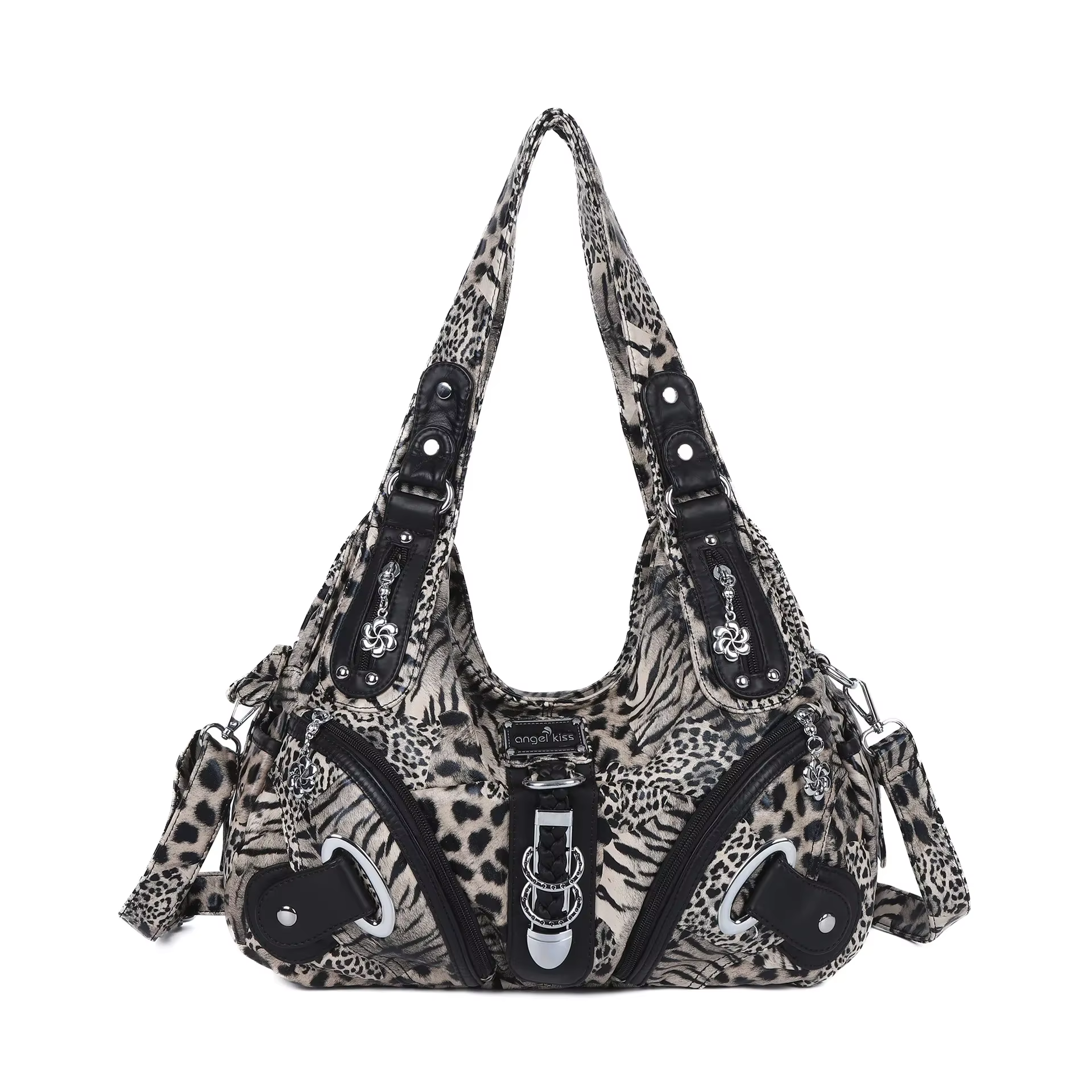 Angelkd'appareils-Sac à main léopard à poignée supérieure pour femmes, sacoche à la mode, pack de bo