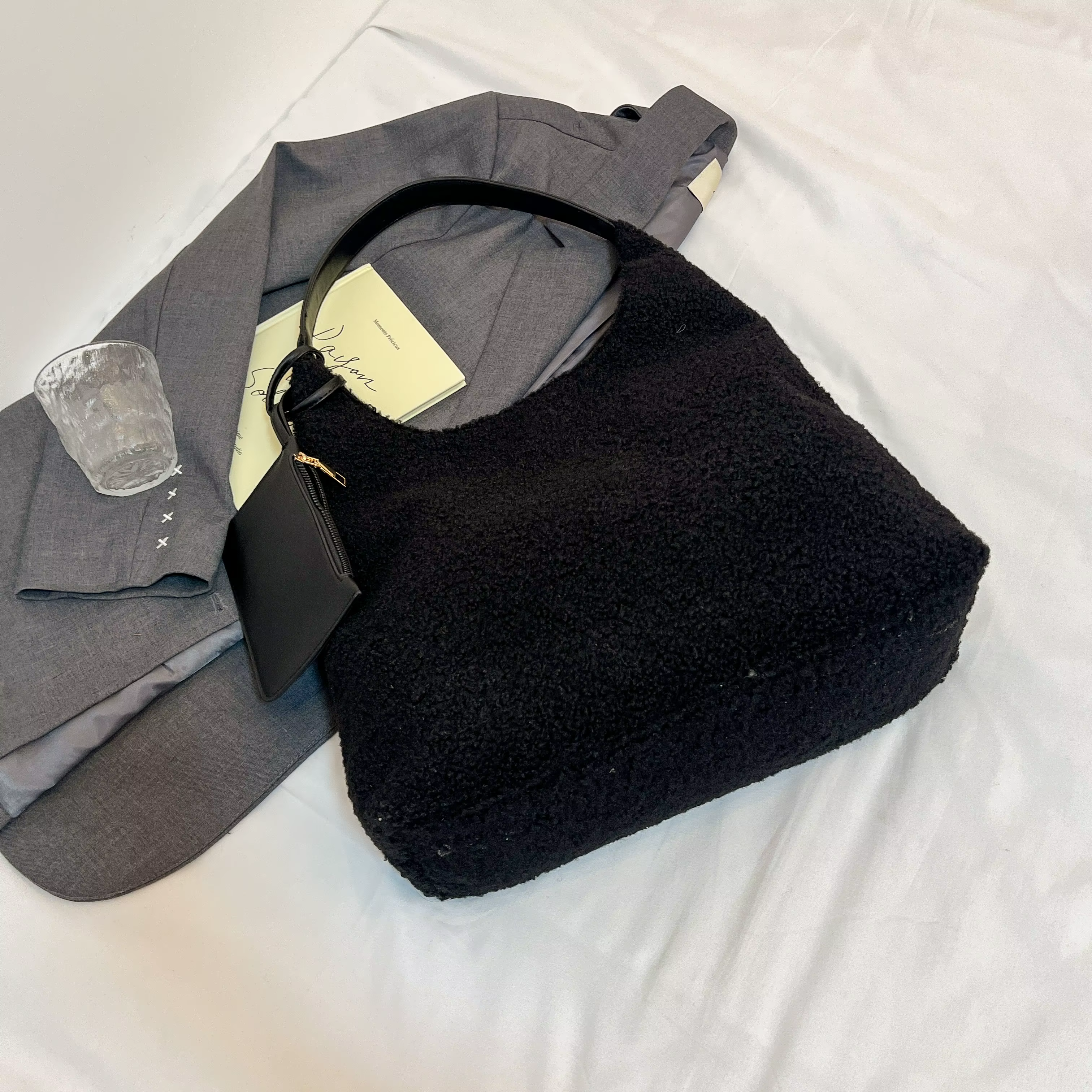 Mode femmes sac à main automne hiver fausse fourrure moelleux sacs à main concepteur agneau laine sa