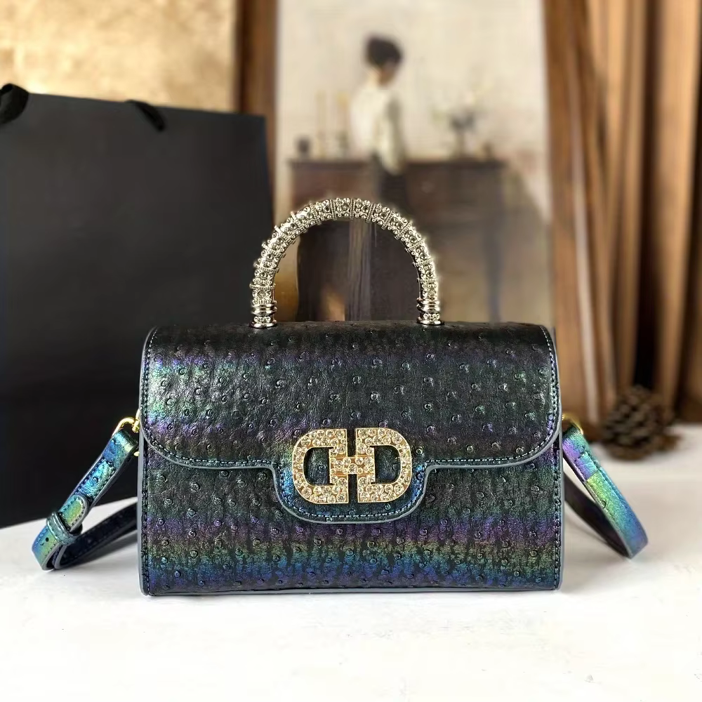 Sac à main à motif d'autruche avancé incrusté de diamants pour femmes, nouveau sac à bandoulière hau
