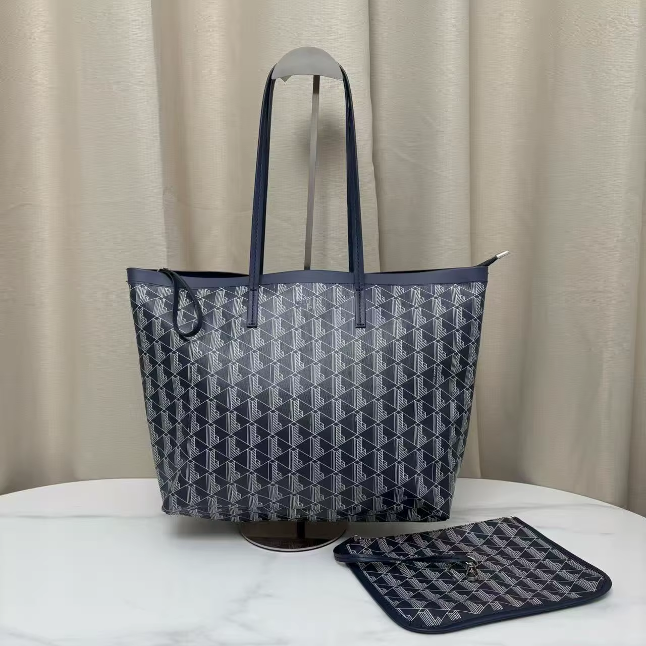Sac fourre-tout géométrique 2-en-1 avec monogramme – Ensemble de sacs à bandoulière en cuir PU de qu