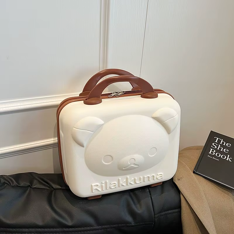 Mini ours dessin animé valise de voyage sac de maquillage sac à main pour femme boîte à bagages ferm