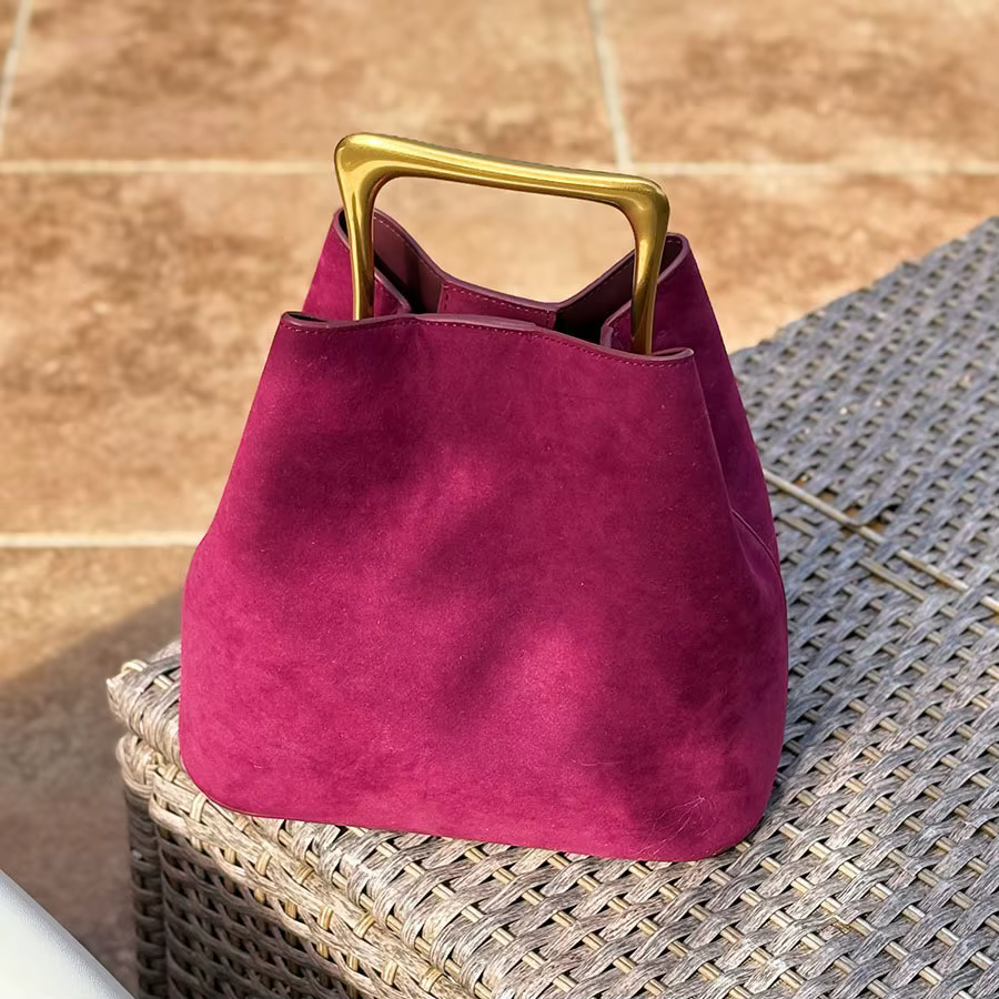Véritable daim cuir femmes épaule bandoulière seau sac de luxe concepteur Ladeis petit sac à main po