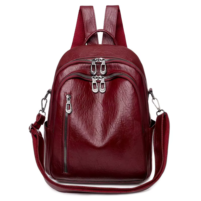 Sac à dos en cuir souple pour femme, bleu, style décontracté et urbain, nouvelle collection, vente c