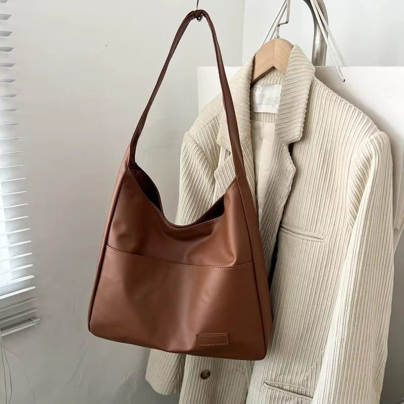Sac à main décontracté pour femme, en cuir PU souple, polyvalent, pour les trajets quotidiens, avec 