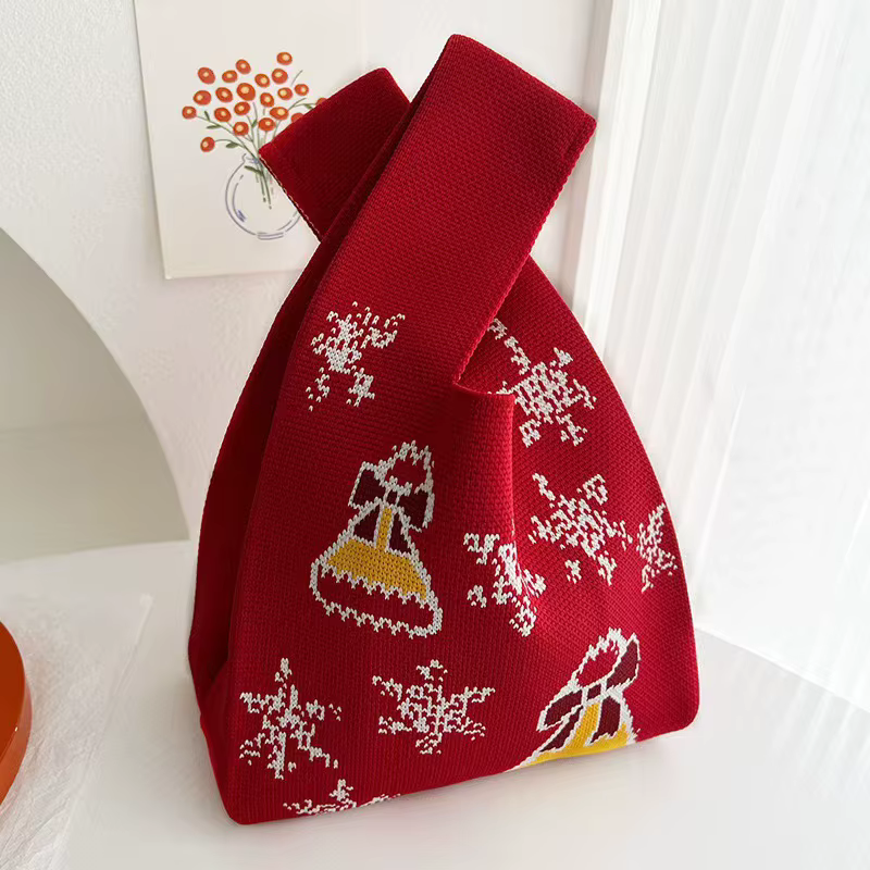 Sac à main en tricot de Noël pour femmes et filles, sac fourre-tout fait main, sac de cadeaux de col