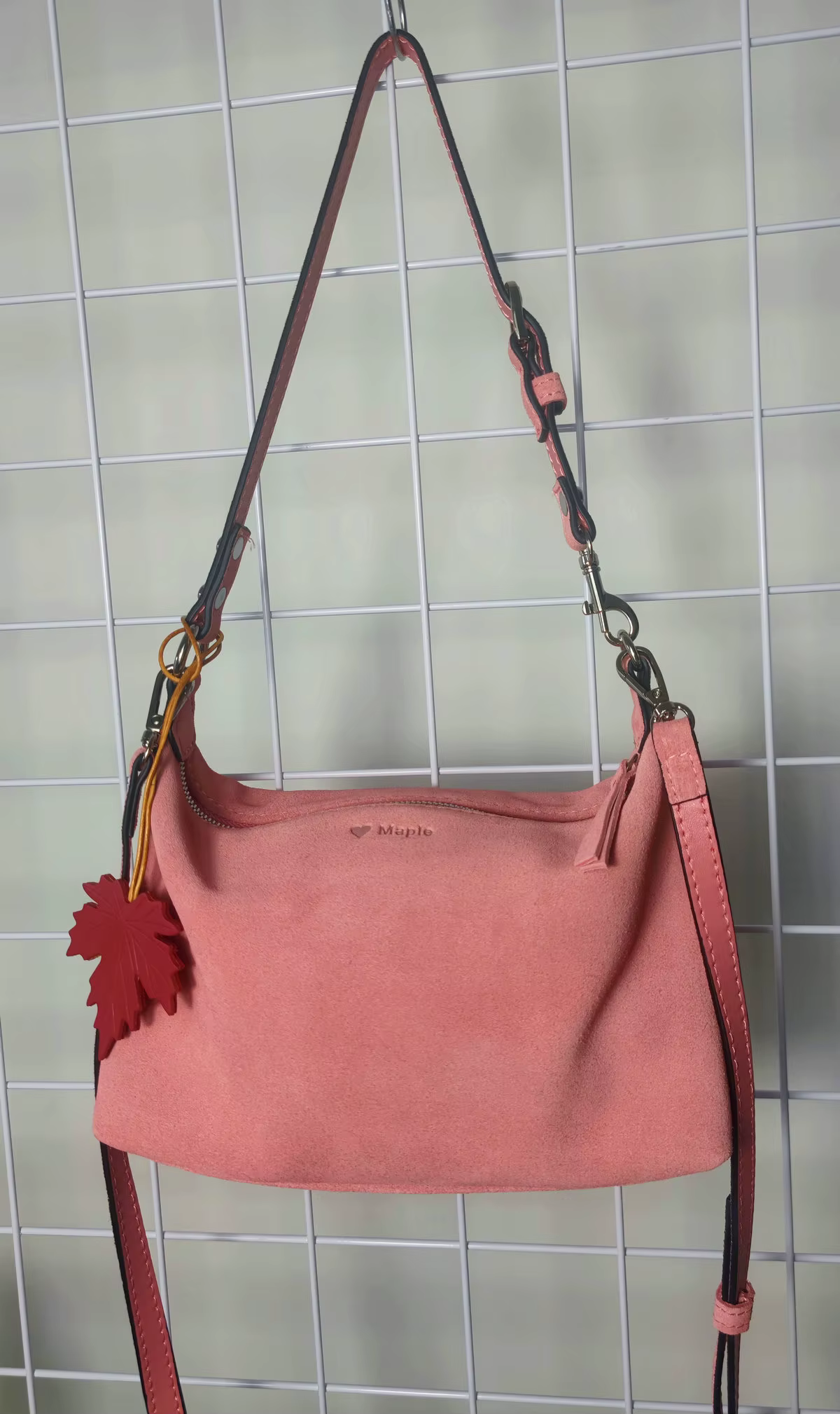 Sac Hobo en érable et daim rose pour femme, sac à main doux, sac à bandoulière d'hiver, sac de maria