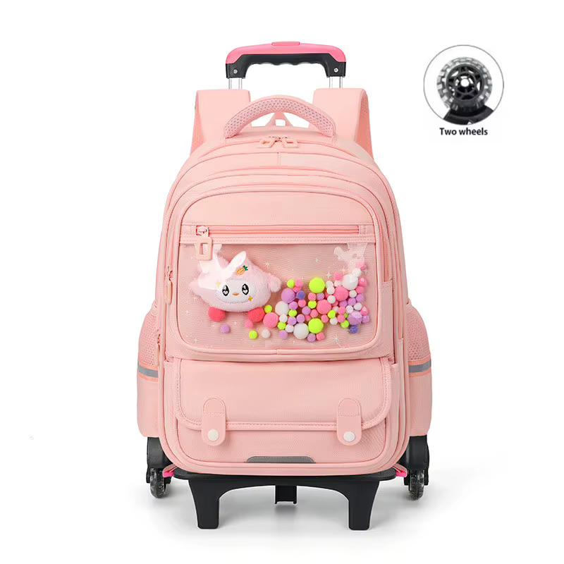 Nouveau sac à dos à roulettes avec chariot, cartable pour filles du primaire et du collège, sac à ro