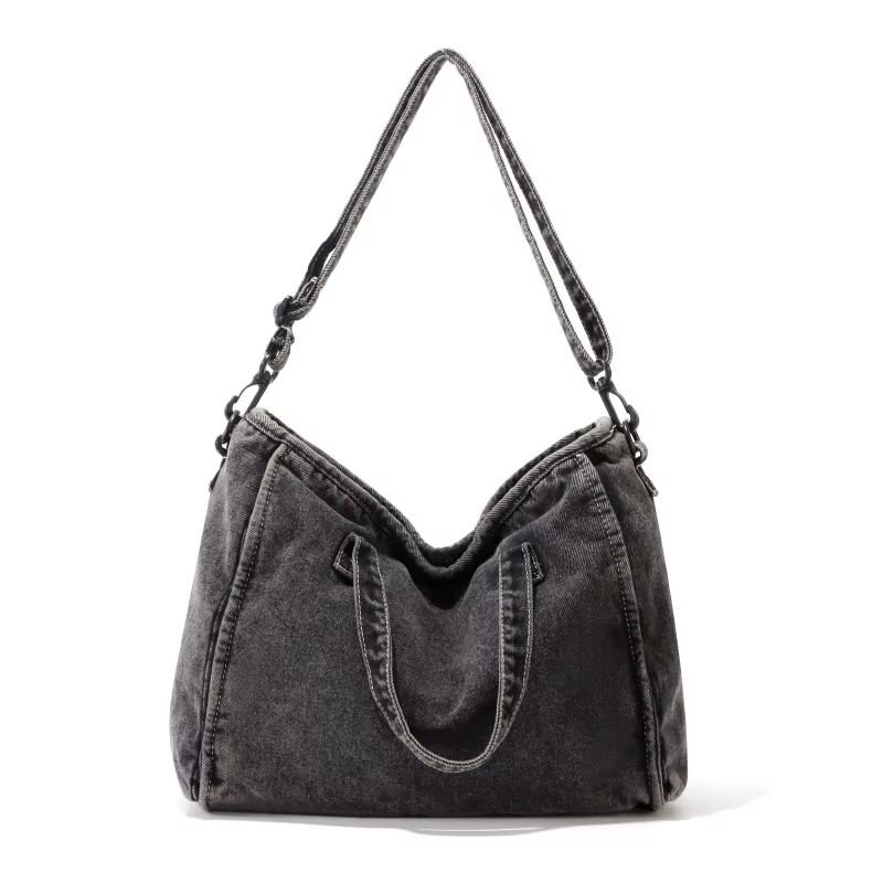 Sac en Denim délavé rétro, sac pour femmes de grande capacité, sac de banlieue multi-transport à ban