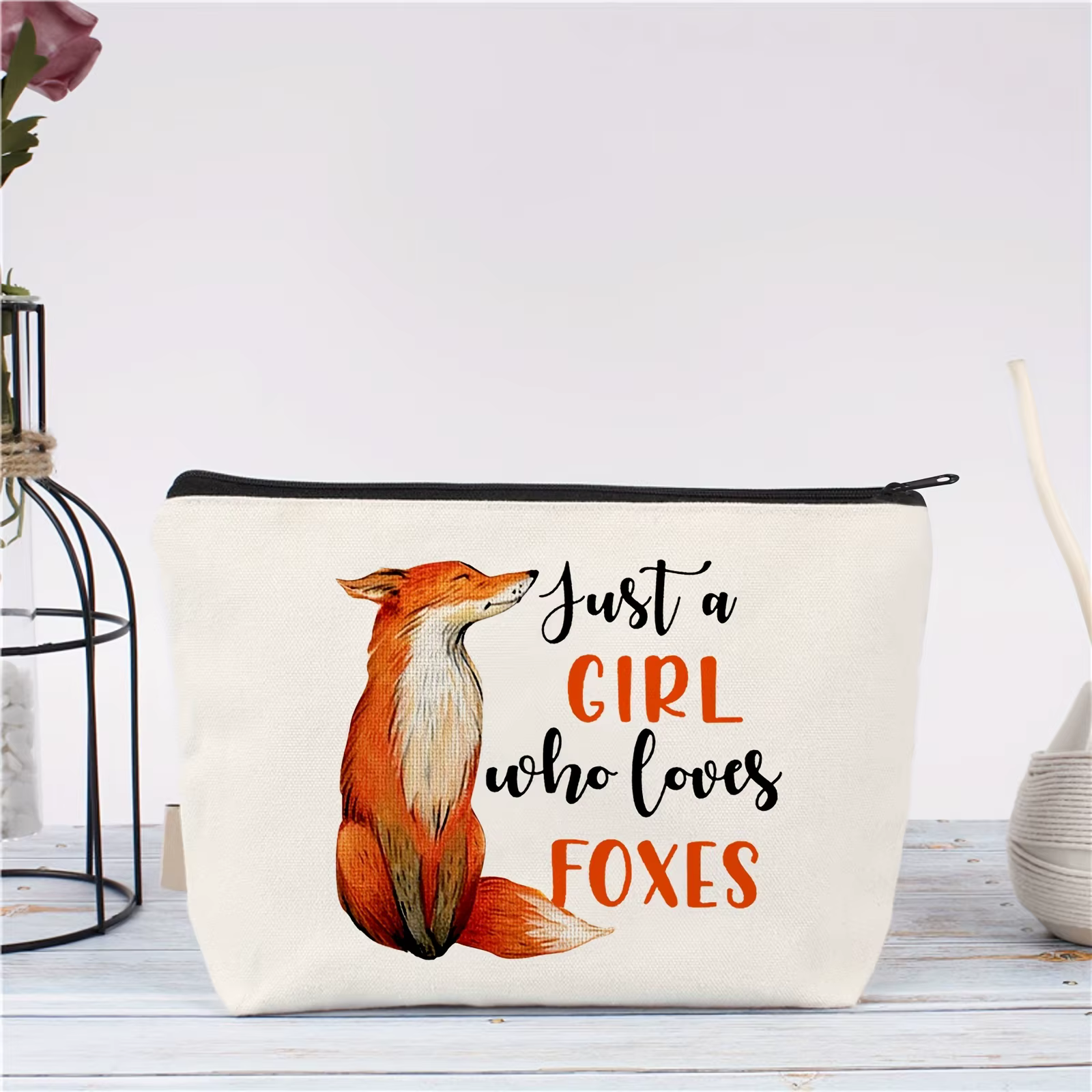 Sac à cosmétiques en forme de renard, cadeau pour femmes, trousse de maquillage pour amoureux des re