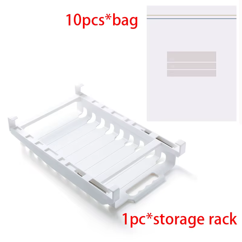 Support de Rail de stockage de sac à fermeture éclair pour réfrigérateur, organisateur de tiroir de 