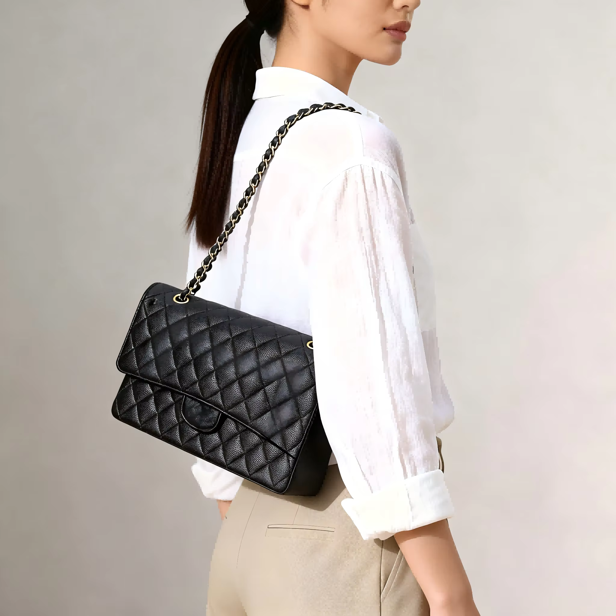 Nouveau sac bandoulière à chaîne pour femme, sac à rabat à motif diamanté, sac à main en cuir tendan
