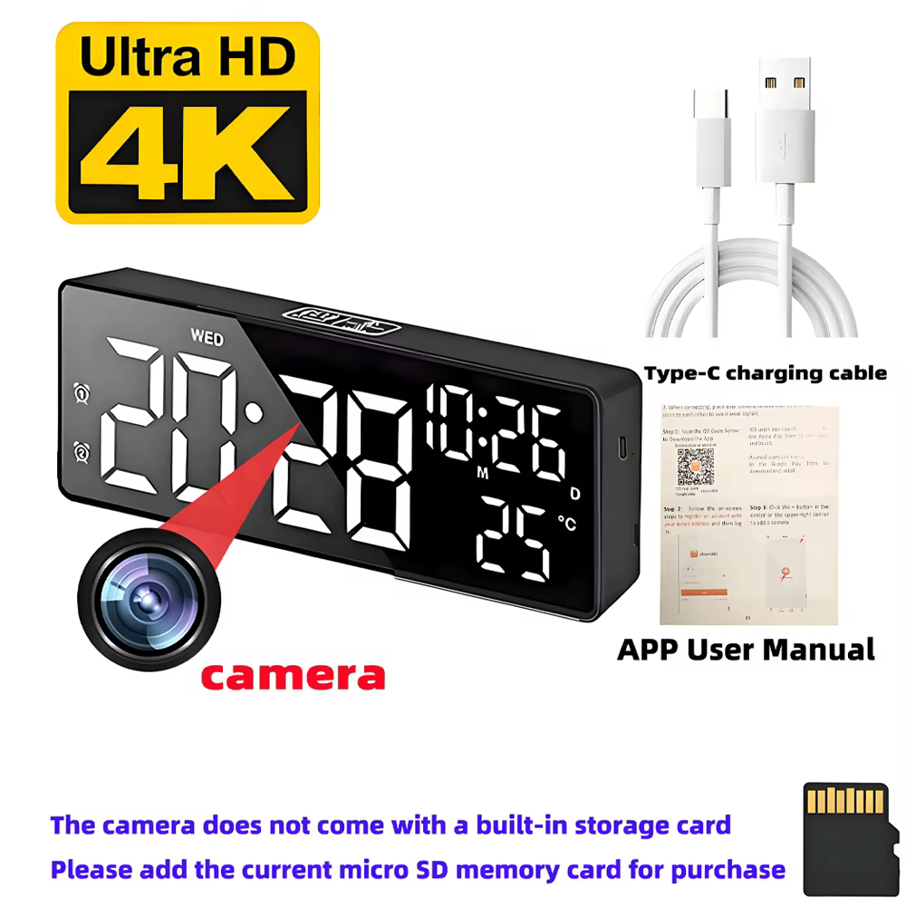 Mini caméra HD 4K, prend en charge la visualisation à distance, la détection de mouvement, les lumiè