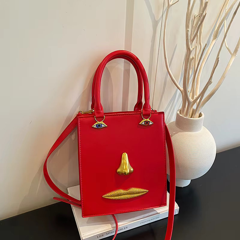 Sac fourre-tout en cuir peint argenté pour femme, sac bandoulière simple et polyvalent, sensation ha