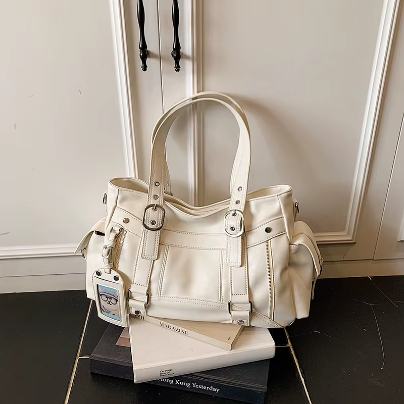 Sac fourre-tout pour femmes Commute Y2K, sac à bandoulière en cuir PU souple, sac à bandoulière en m