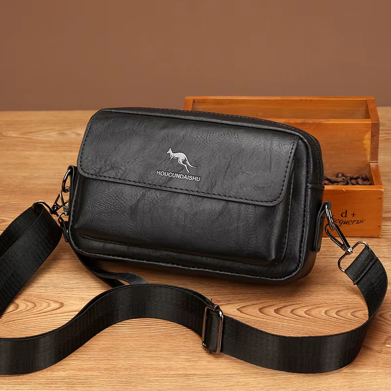 Pochette en cuir PU pour hommes, portefeuille Long, Mini sac à main à bandoulière carré, porte-carte