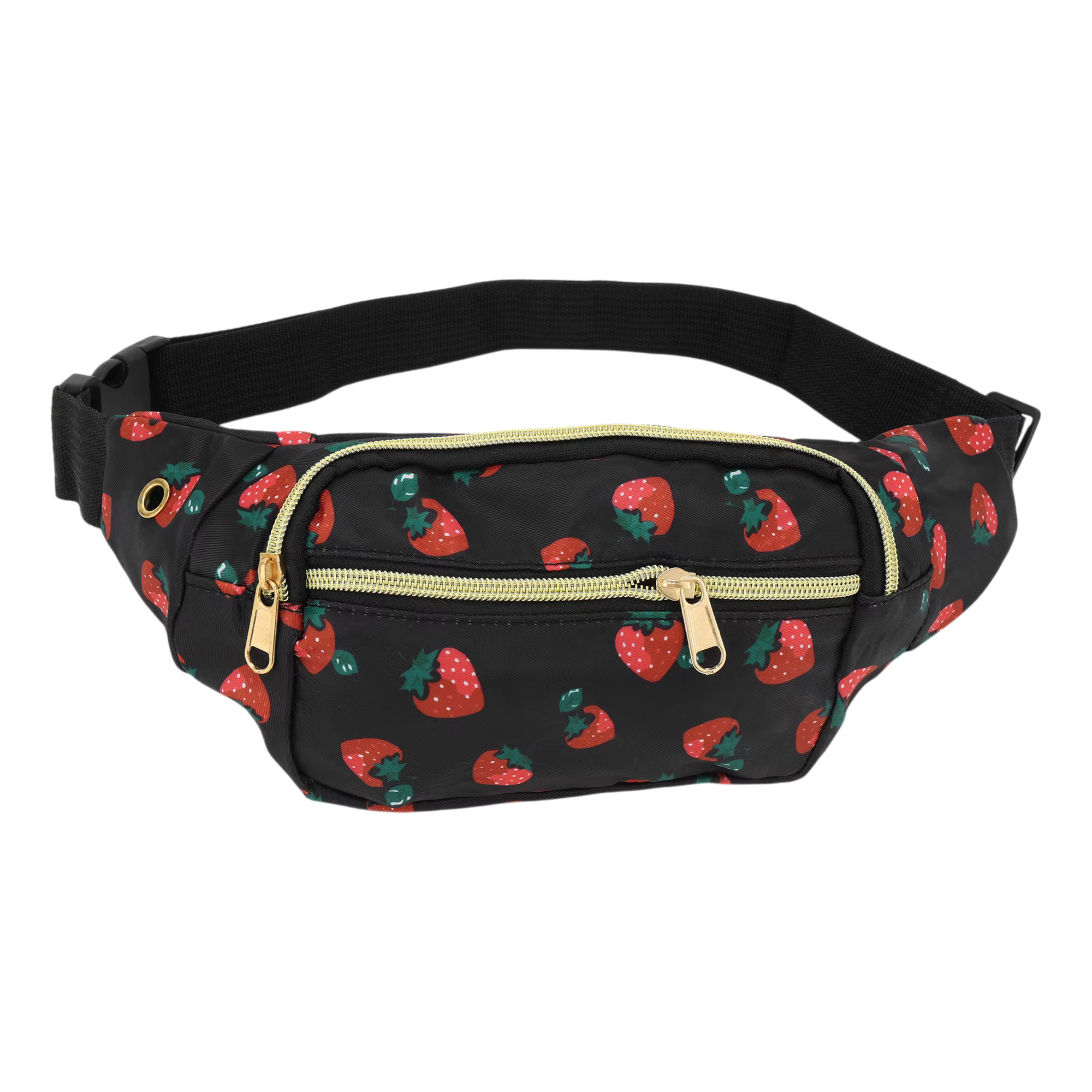 X Autohaux Sac banane motif fraise noir rouge 1 pièce