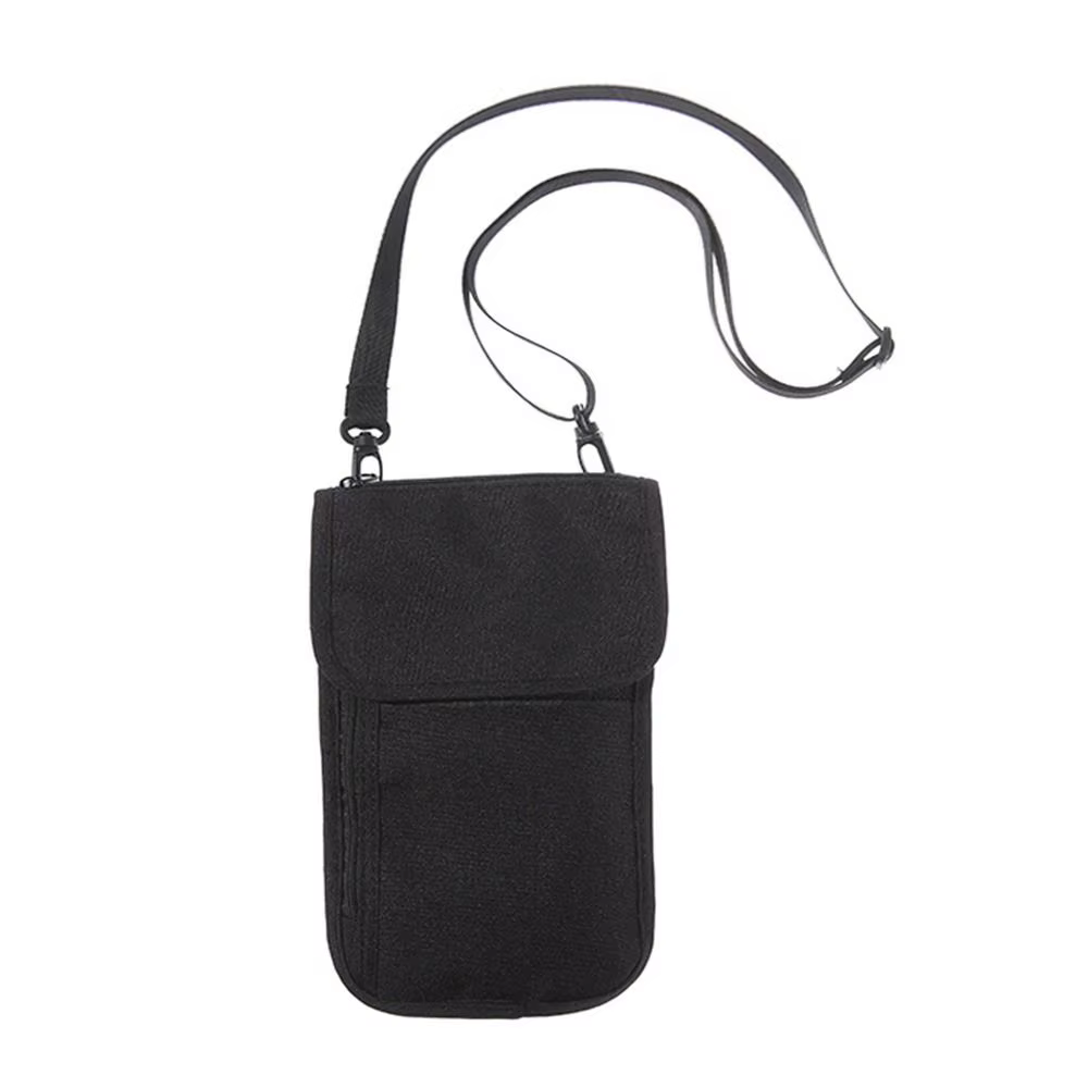 Khaiki – sac de passeport suspendu noir, étanche, ceinture réglable, sac de certificat personnel, Pr