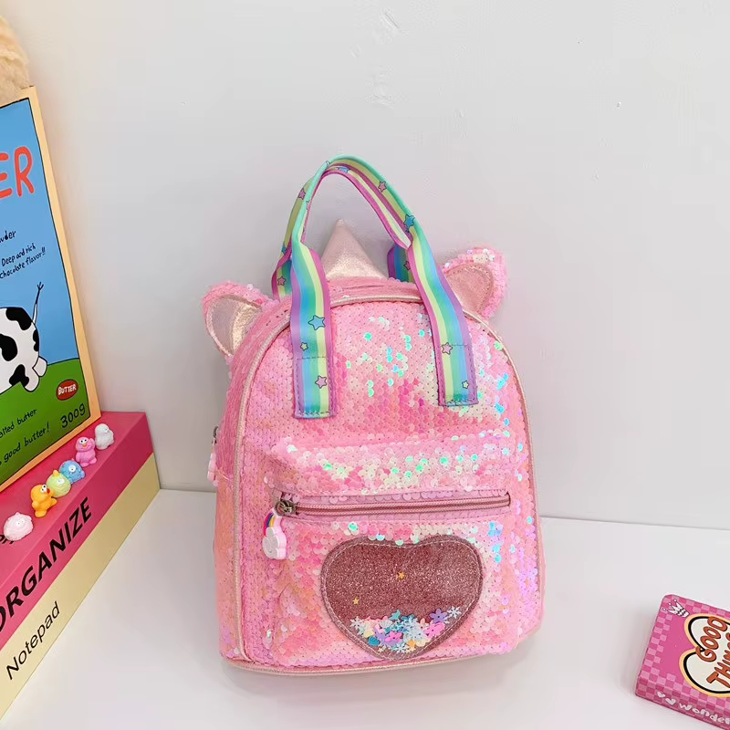 Sac à dos pour filles de la maternelle, sac à paillettes à la mode, accessoire polyvalent, motif de