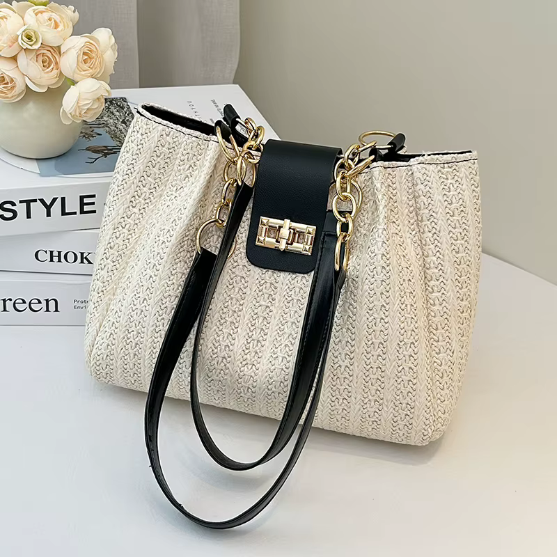 Nouveau Mori mode femmes sac à main rétro tissé sac fourre-tout simple grande capacité épaule sac po