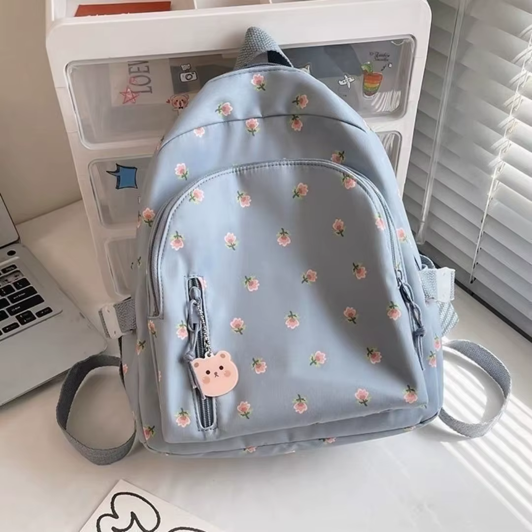 Petit sac à dos imprimé de fleurs fraîches pour femmes et filles, style coréen, sac à dos pour écoli