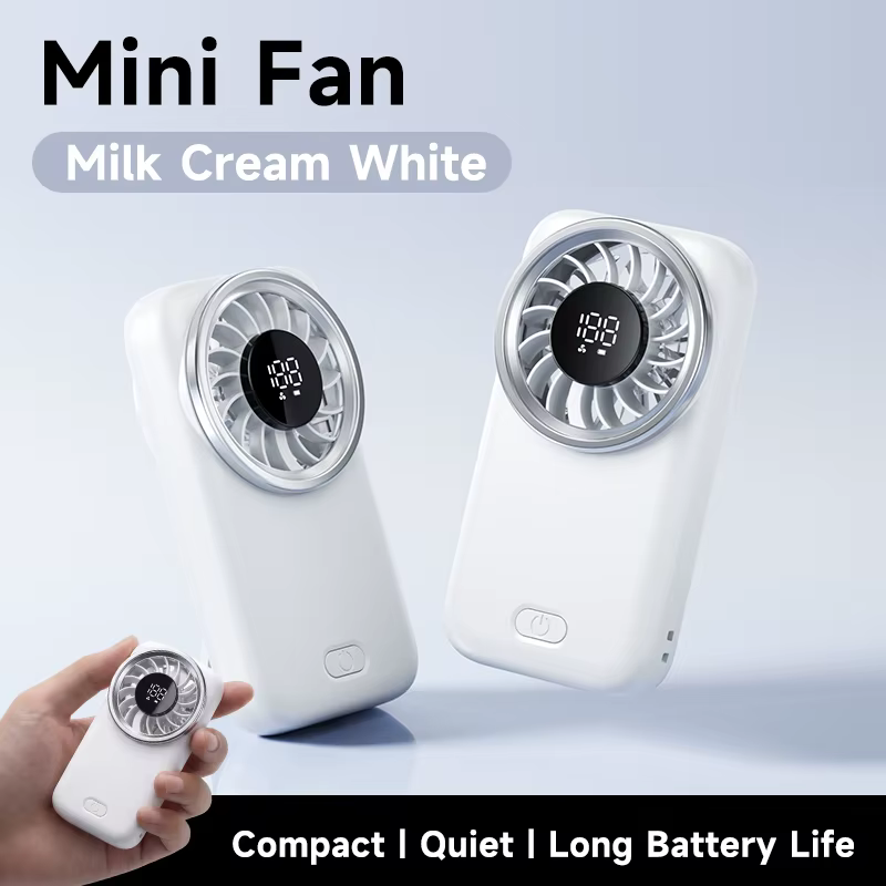 Mini ventilateur turbo portatif, 100 vitesses, rechargeable par USB, avec affichage numérique LED, 8