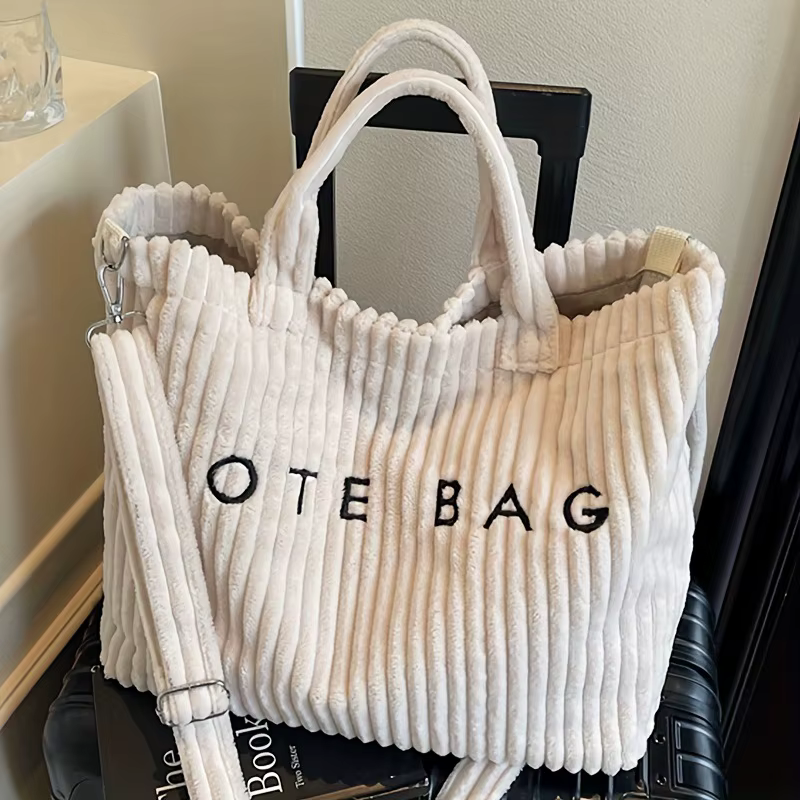 Sac à main en velours rayé de grande capacité, sac à bandoulière pour femmes, sacs à main, sacs à ba