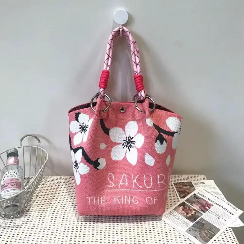 Sac à main tricoté élégant pour femmes, petit fourre-tout à fleurs ajourées, panier Simple et polyva