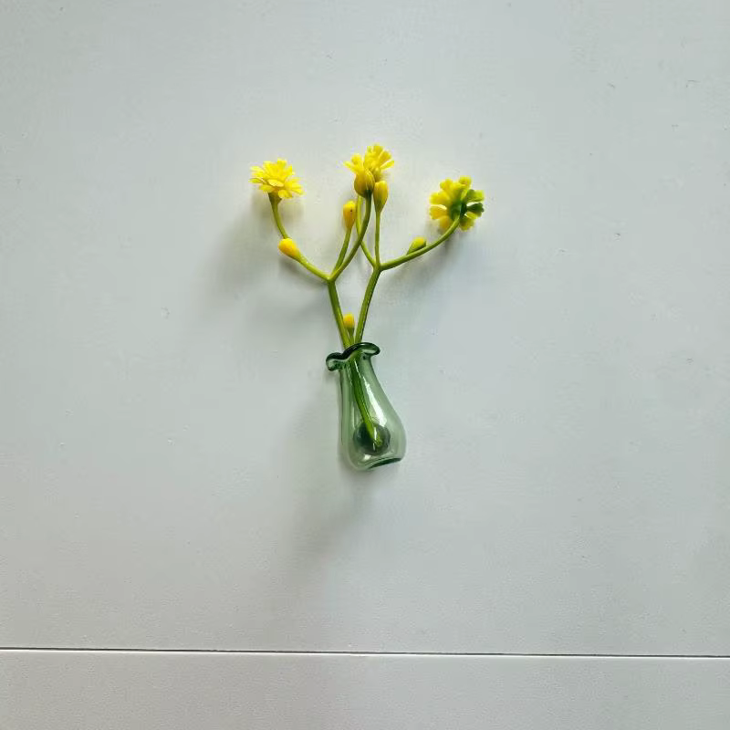 Mini vase à fleurs en verre, aimants pour réfrigérateur, décoration mignonne et petite pour réfrigér