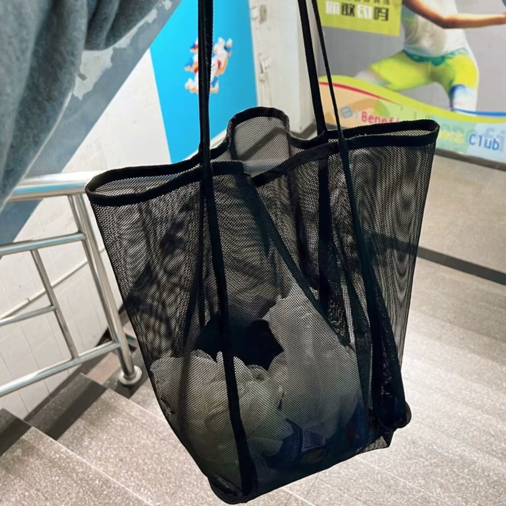 Sac de plage en maille léger, respirant et à séchage rapide, idéal pour les voyages à la plage, les 