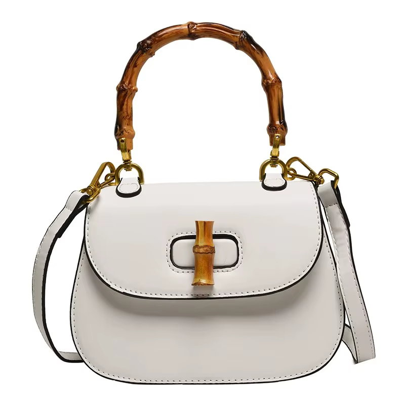 Sac de selle Chic à poignée en bambou pour femmes, sacs à bandoulière simples haut de gamme, sacs à