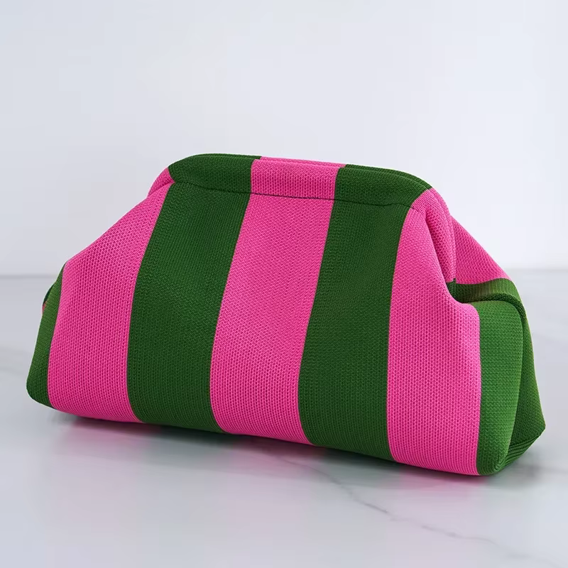 Pochette de plage d'été pour femmes, sacs à main tressés au crochet, bourses ogo Dumpling, ruché, nu
