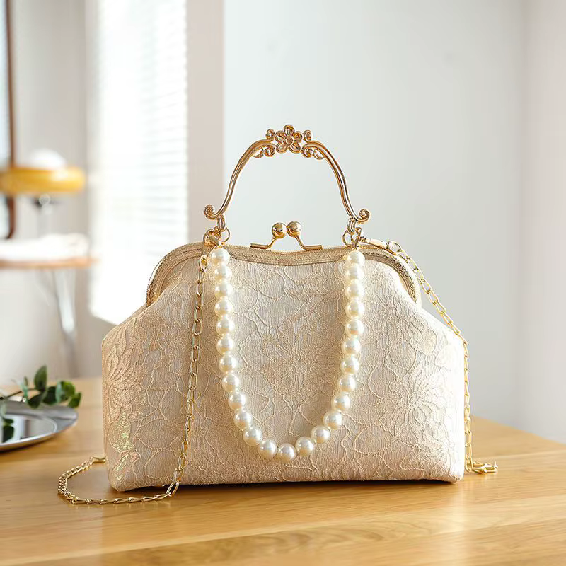 Sac à main en dentelle classique vintage pour femmes, sac à bandoulière initié, sacs à main JOWomen'