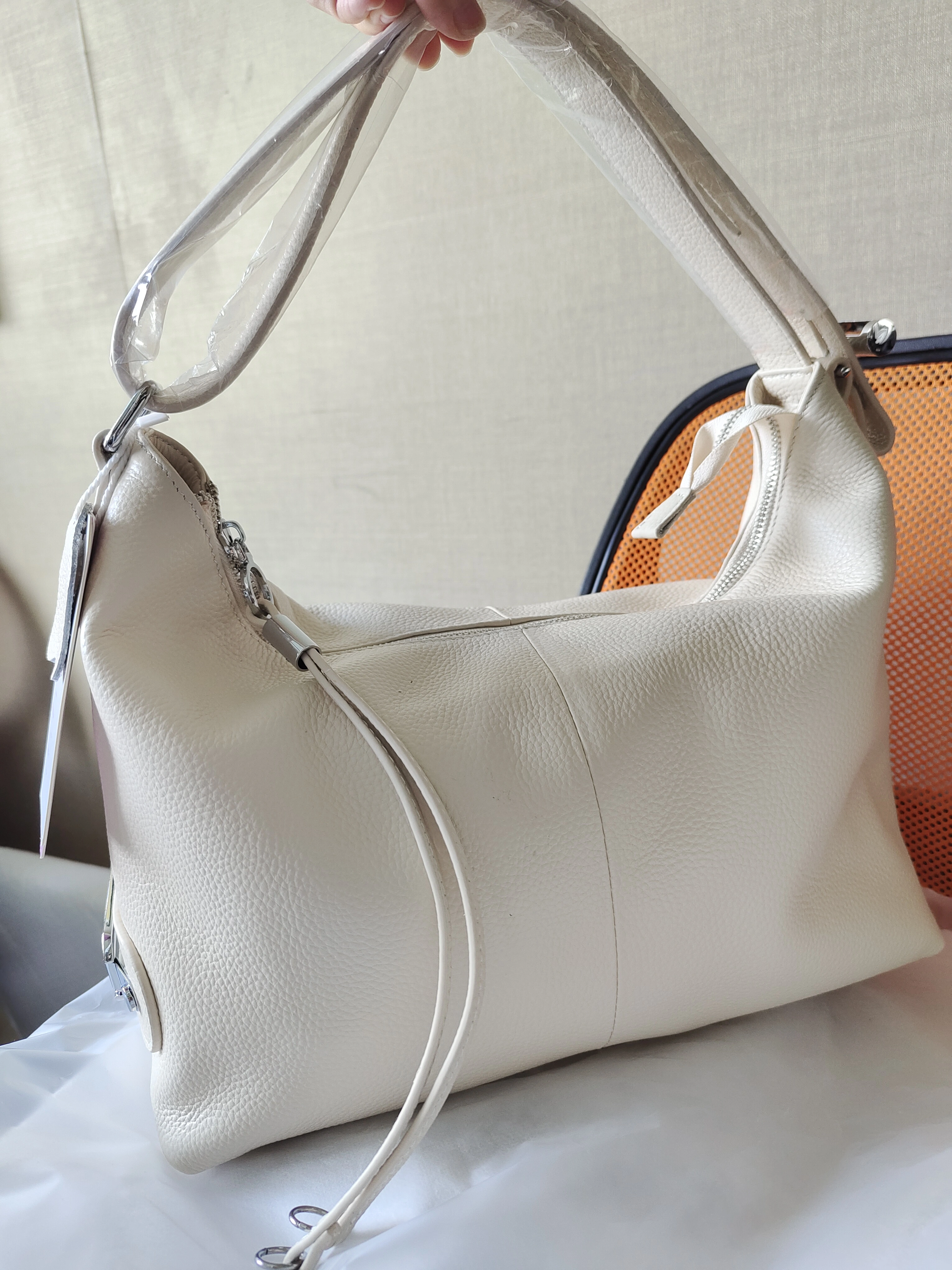 Zency – sac à bandoulière en cuir véritable pour femmes, sac élégant de grande capacité, couleur bei