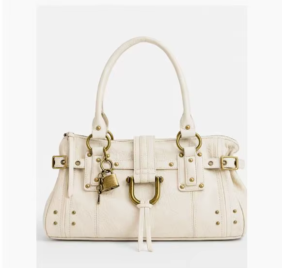 Sac à bandoulière en cuir élégant et minimaliste pour femme, grande capacité, avec rivets, design un