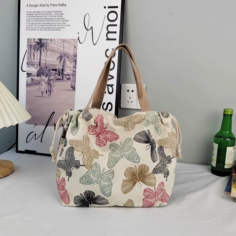 Sac à main en toile imprimée à la mode, fourre-tout de grande capacité, boîte à lunch pour employé d