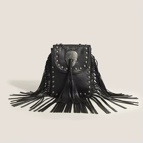 Boho marron Rivet frange petit sac pour femmes sacs à main Hippie gitane bohème gland sacs Vintage d