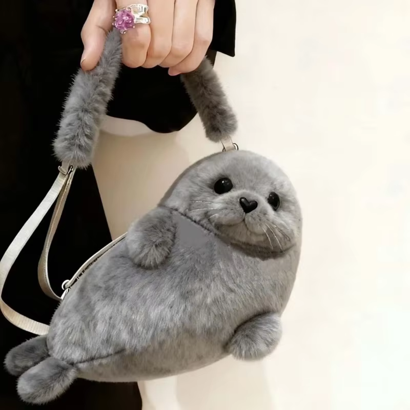 Sac à bandoulière mignon en forme de phoque, adorable sac à main en forme de phoque de dessin animé,