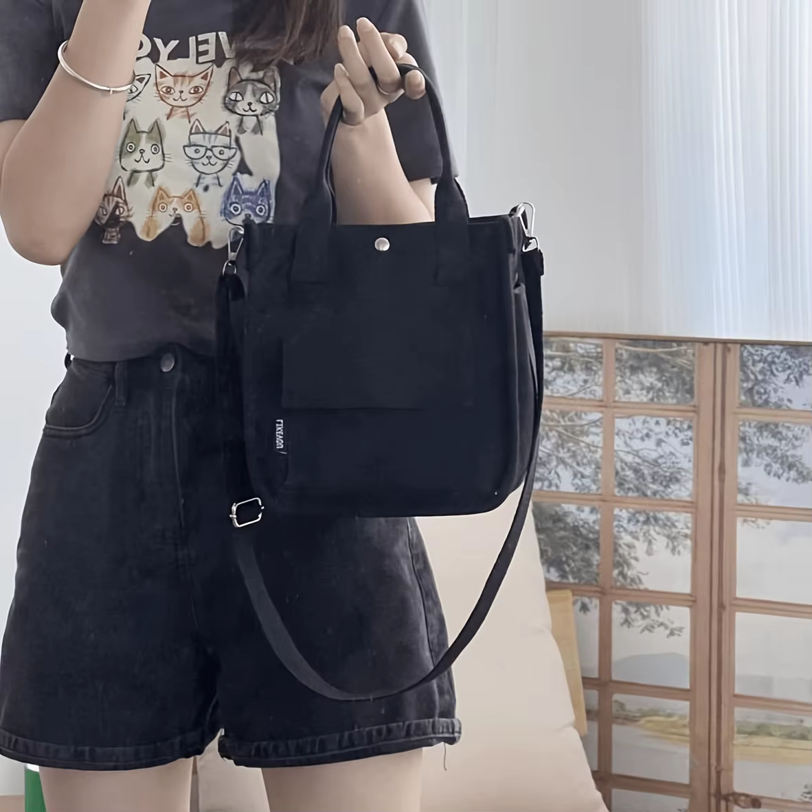 Sac à bandoulière décontracté pour femmes, sac à bandoulière en toile multi-poches, sac à main de tr