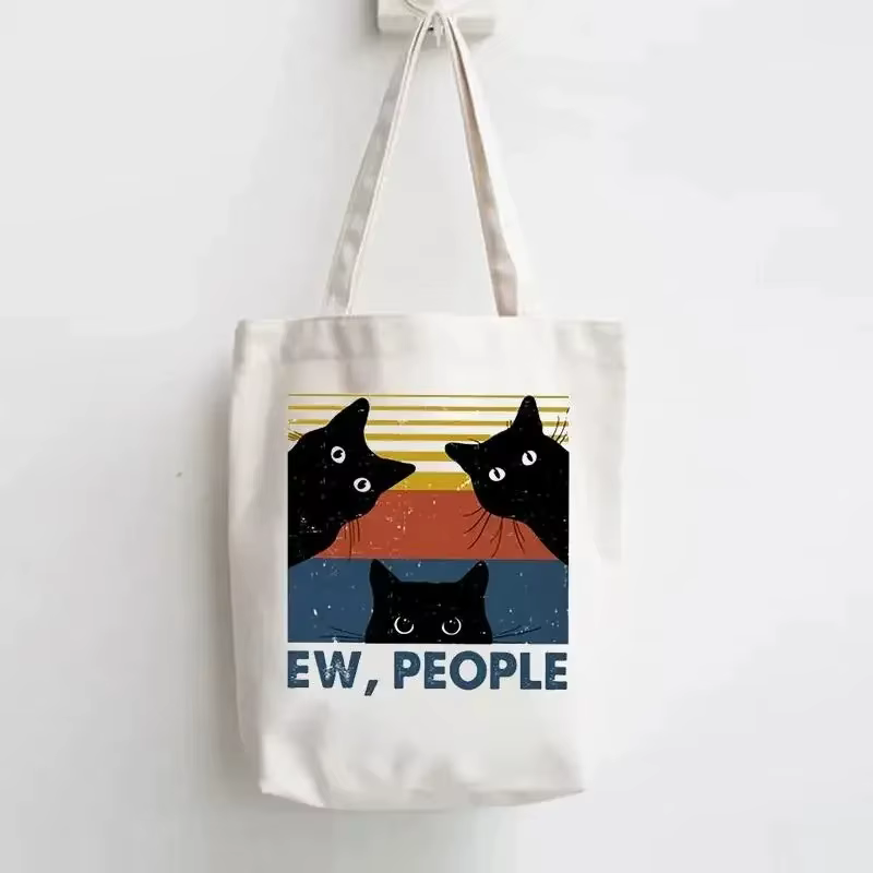 Sac fourre-tout chaton de dessin animé Kawaii, sac de Shopping écologique de dessin animé, sac de Sh