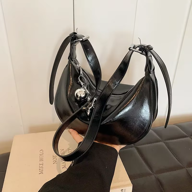 Sac à main souple et polyvalent en PU, sac à bandoulière à fermeture éclair, matériau solide, docume