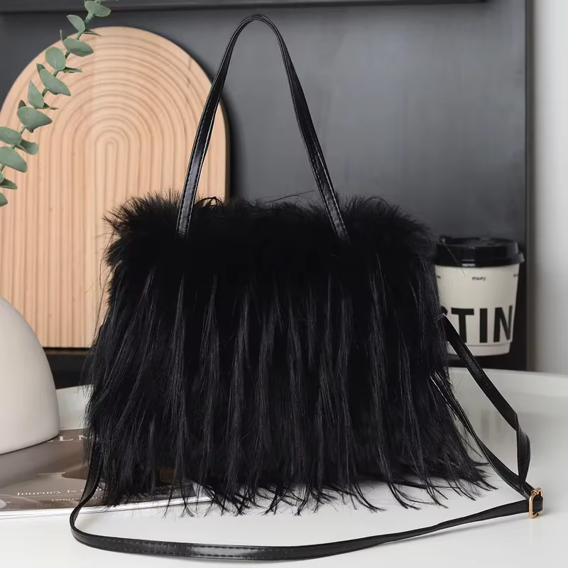 Faux fourrure gland femmes sacs à main fourrure sac à bandoulière doux rose dames doux en peluche fo