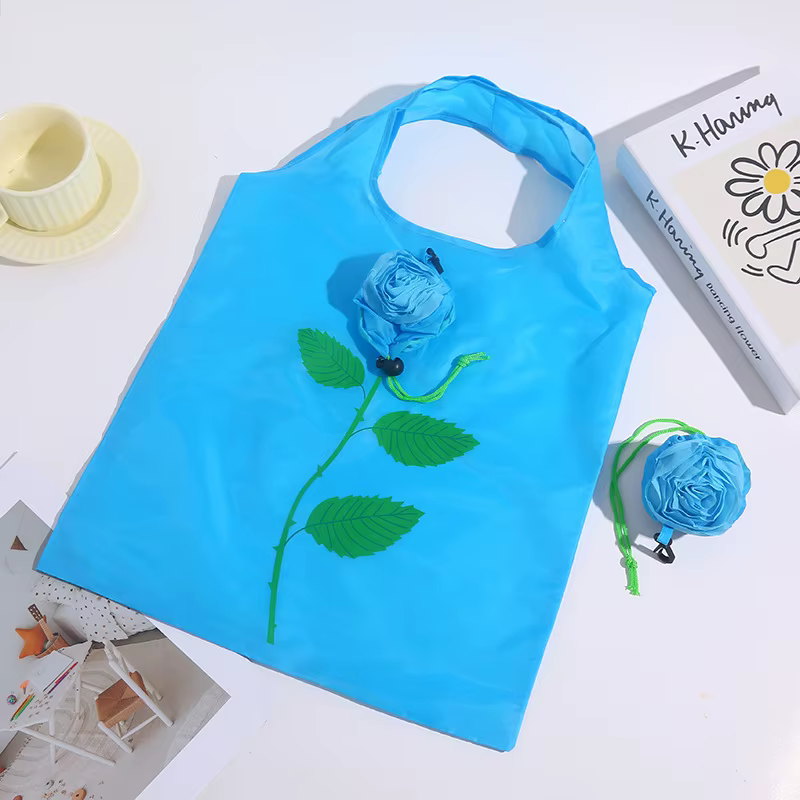 Sac de courses pliable à motif de fleurs roses, fourre-tout pliable de grande capacité, sac à main d