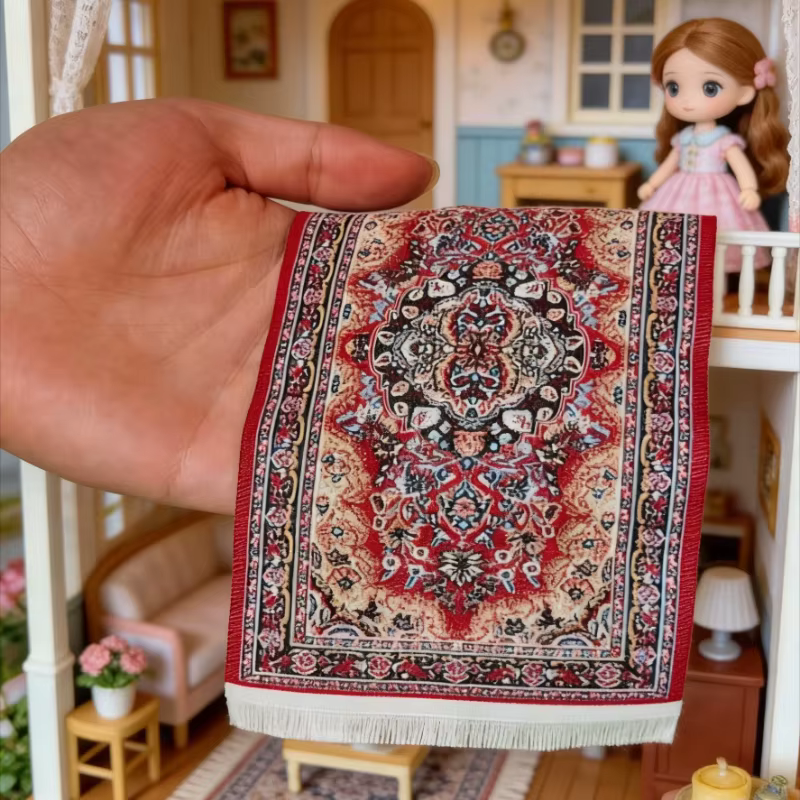 Mini tapis multicolore avec franges pour la décoration de maisons modèle – Disponible dans une varié